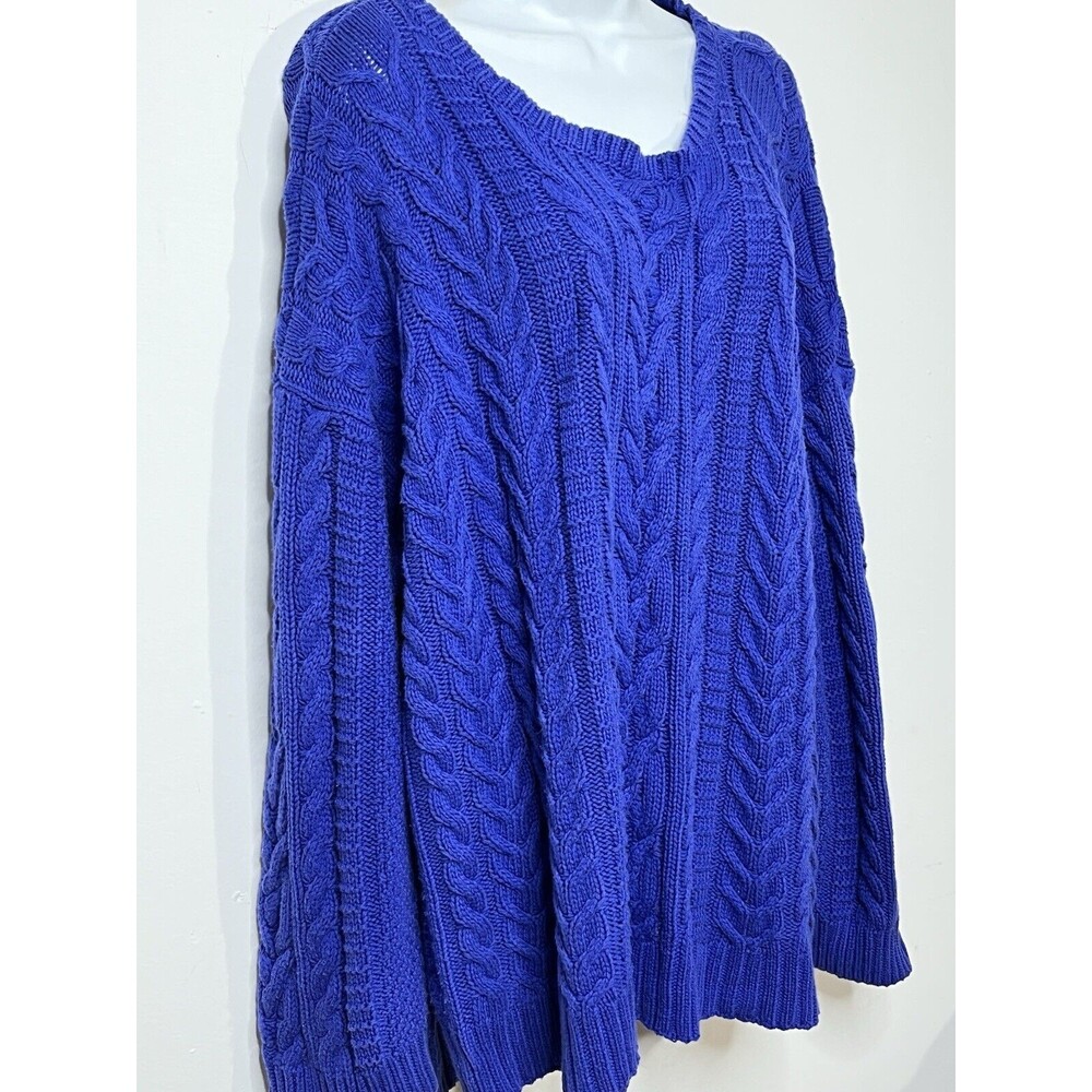 Ralph Lauren Blue Cable Knit Cotton Sweater 3D Knit Classic Preppy Style 3X